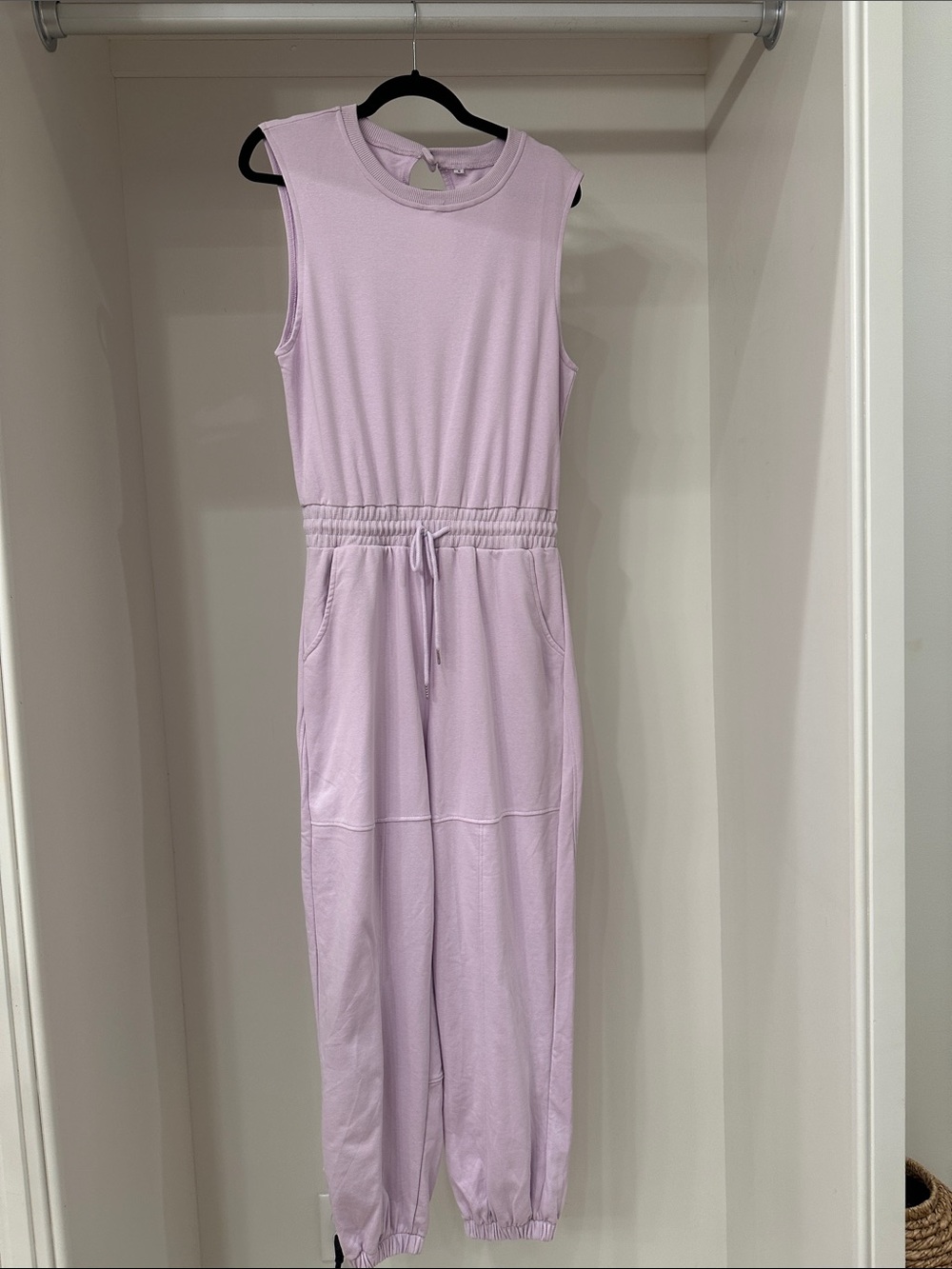Sleeveless  small Lilac Jumpsuit with Drawstring Waist .  Like new